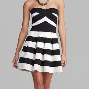 Alythea Black and White Strapless Bandage Dress